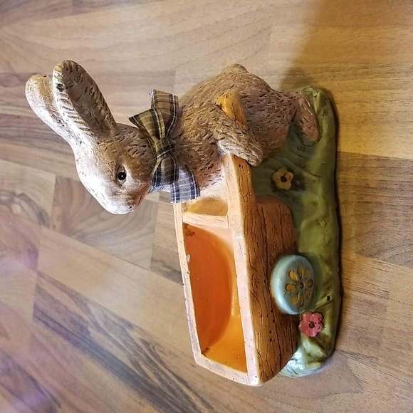 Vintage Easter BunnyWith Wheelbarrow Display Decor - Picture 2 of 15